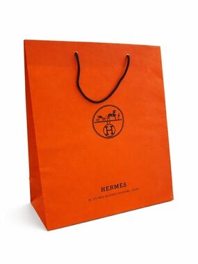 Authentic HERMES Boutique Orange Brown Paper Gift Shopping Bag
